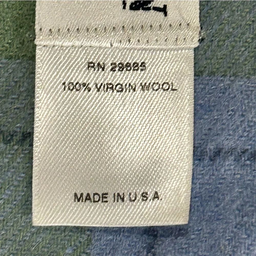Pendleton 100% Virgin Wool Plaid Scarf Made in USA 37” X 14” Blue & Green